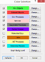 Showing the color selection option in Process Explorer